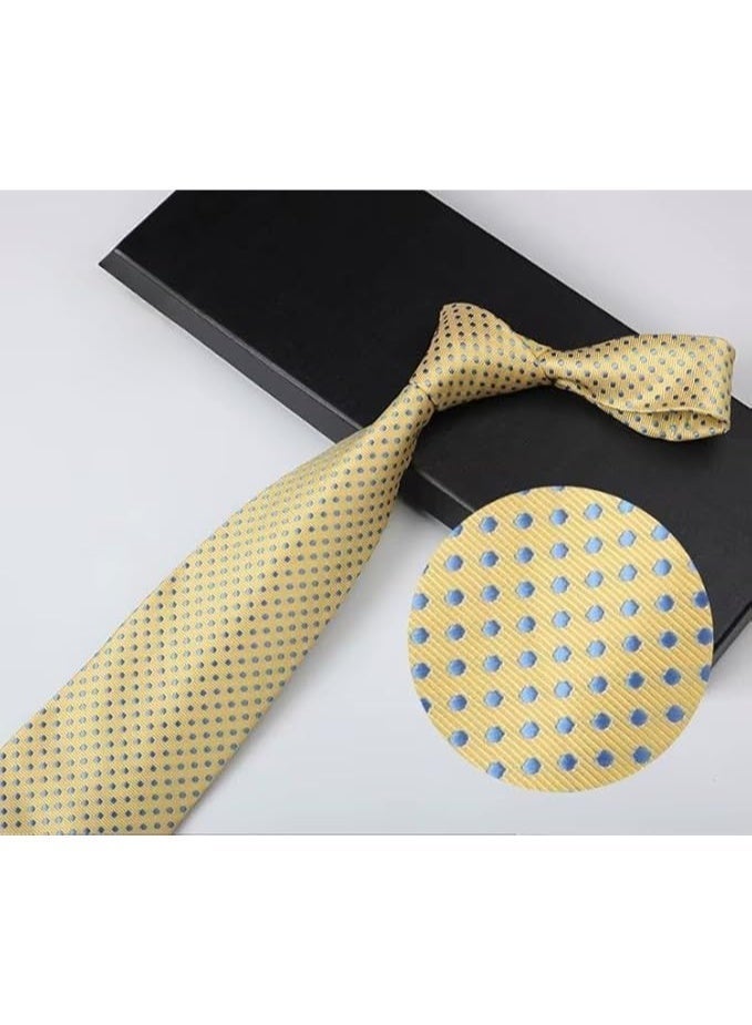 Zoferno Classico Men's Polka Dotted Tie – Formal Silky Finish Necktie (Yellow) - Image 2
